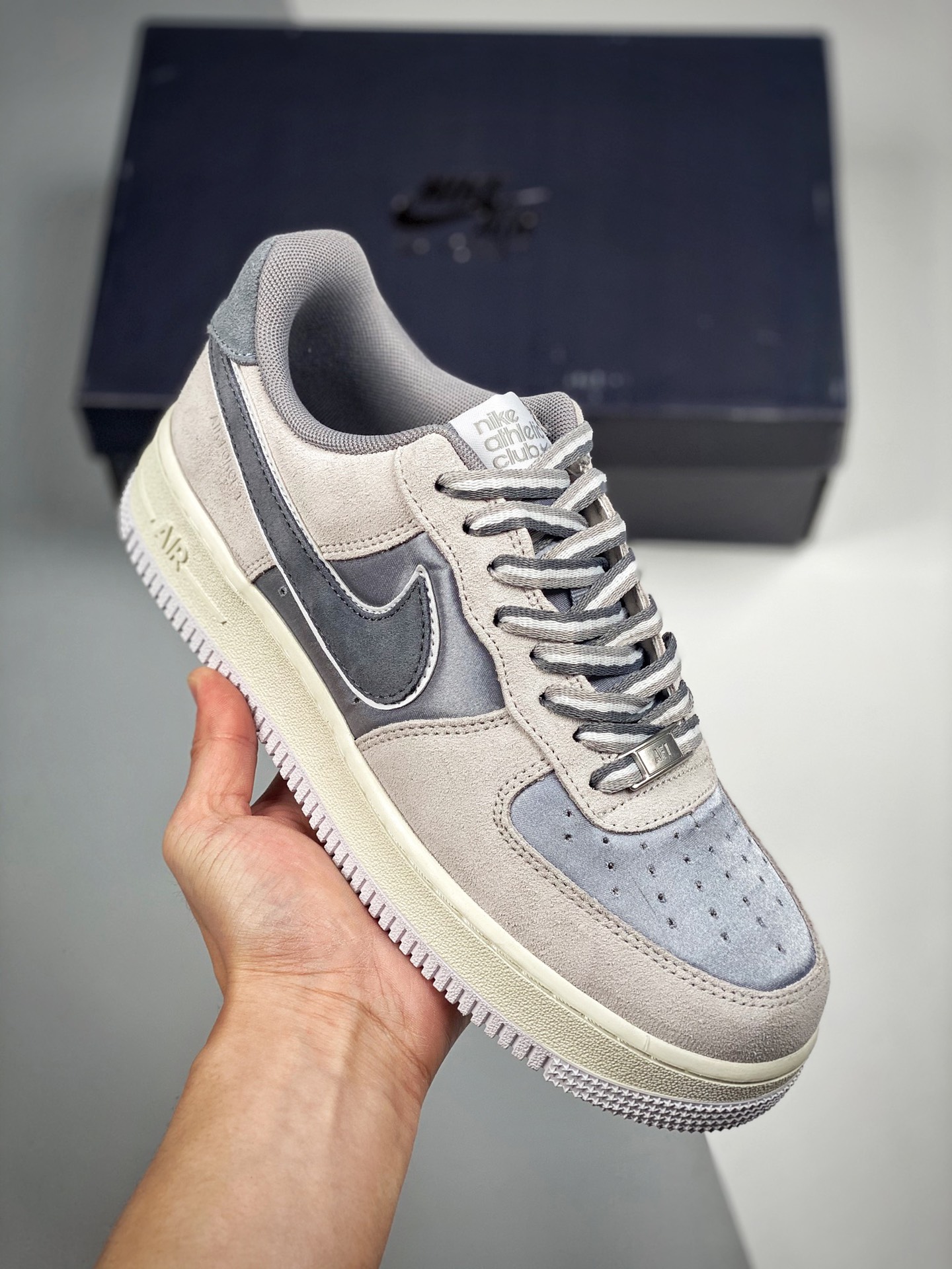 Nike Air Force 1 Low Crema Gris Azul Claro, Horma y Plantilla Originales, Auténtica Forma de Air Force, Enfocado en el …