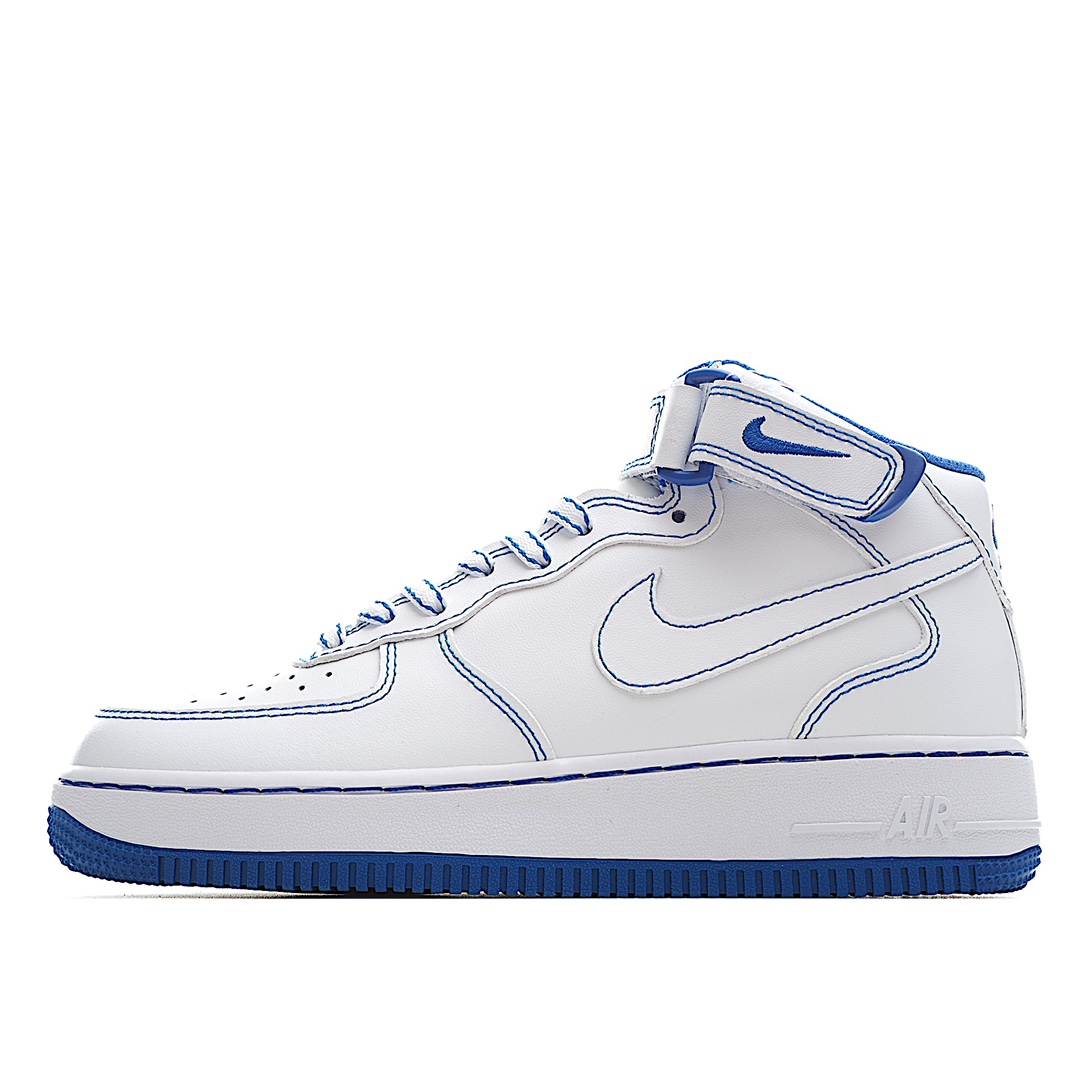 H5 Nike Air Force 1 Mid 二次元白蓝缝线 空军一号中邦 官方同步 原装级别 原楦头原纸板 打造纯正空军版型专注外贸渠道 全掌内置蜂窝气垫 原盒配件 原厂中底钢印、拉帮完美 官方