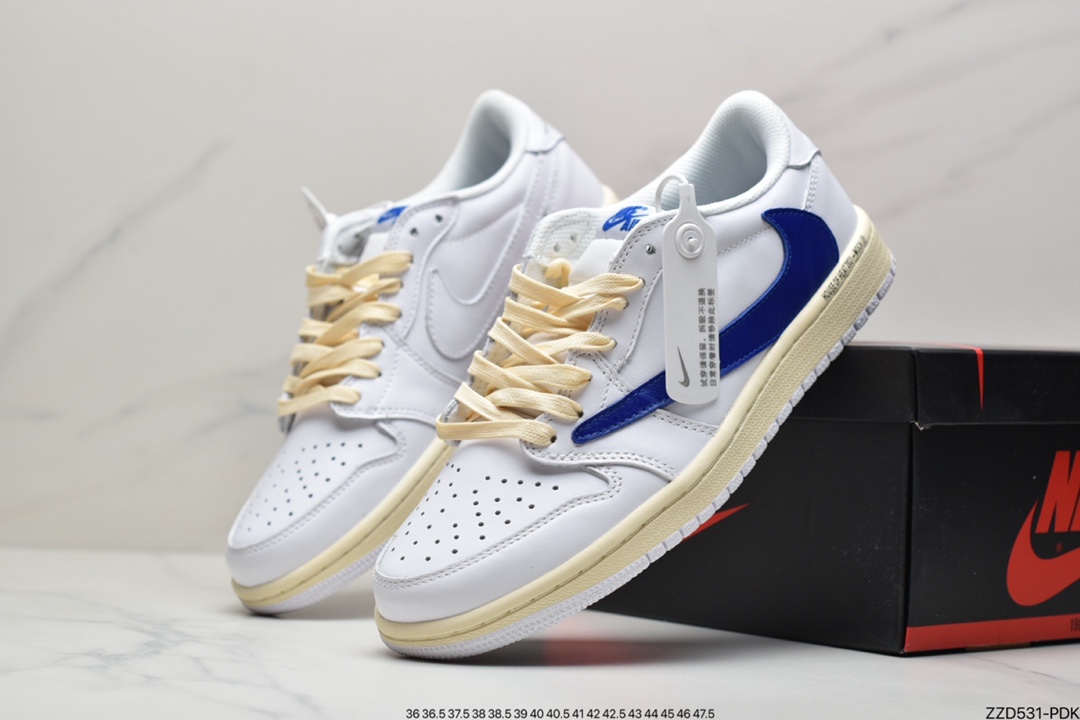250 Travis Scott x Fragment x Air Jordan 1 Low“Military Blue”闪电倒钩高帮DM6839