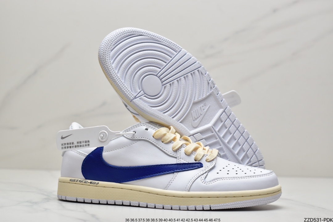 250 Travis Scott x Fragment x Air Jordan 1 Low“Military Blue”闪电倒钩高帮DM6839