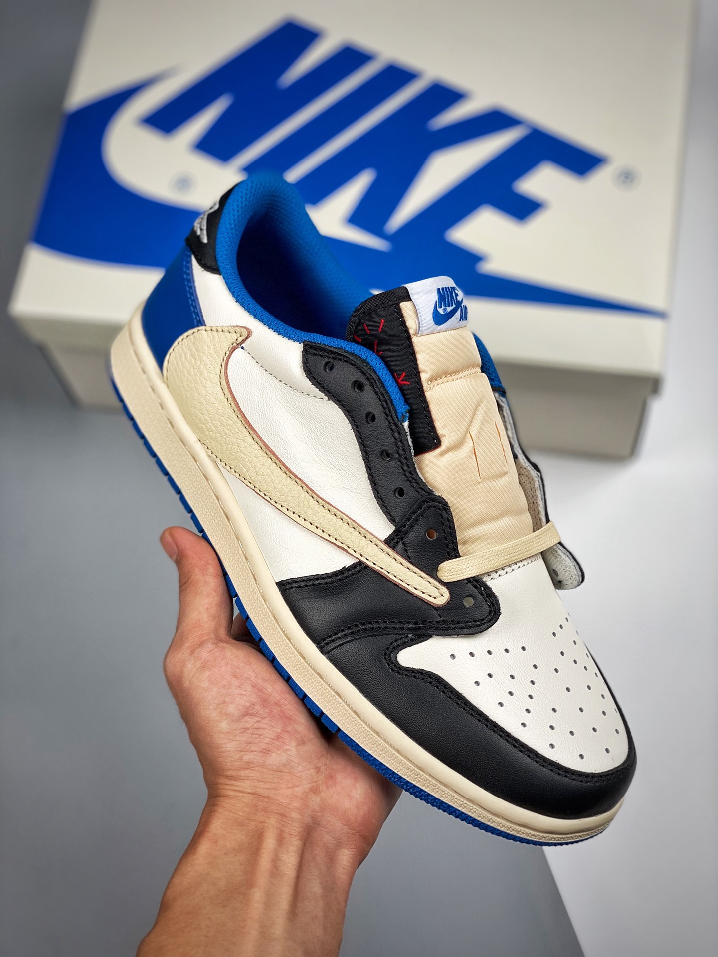 Fragment x Travis Scott x Air Jordan 1 Low TS Fujiwara Colaboración Triple Gancho Invertido Luminiscente Única Versión …