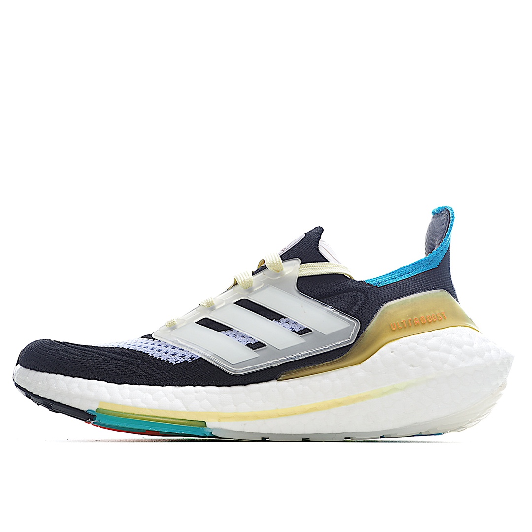 G5 阿迪达斯 Adidas UB7.0 爆米花 前凸后翘的adidas ultra boost 2021系列正式曝光，新一代的ulrtra boost 21在中底的部分添加了更多的boost材质面积，除了部分标志性的细节处外，这次更新的款式以前凸后翘的流线型呈现。中底的支撑片也变成了造型奇特的U型，鞋子设计十分有速度感。