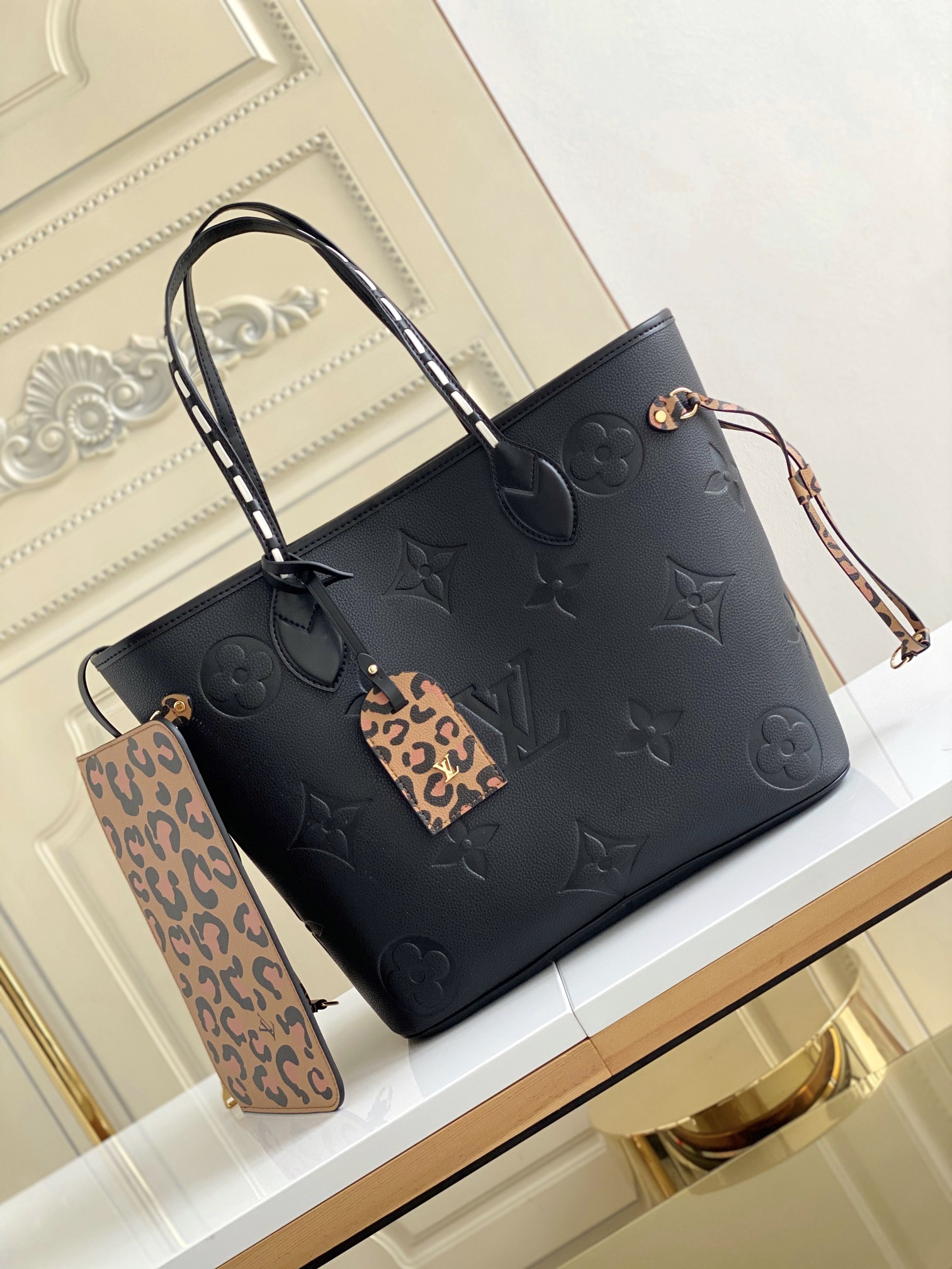 Buy best quality Replica
 Louis Vuitton LV Neverfull Buy
 Bags Handbags Black Leopard Print White Printing Empreinte​ Cowhide Weave Fall Collection M45856