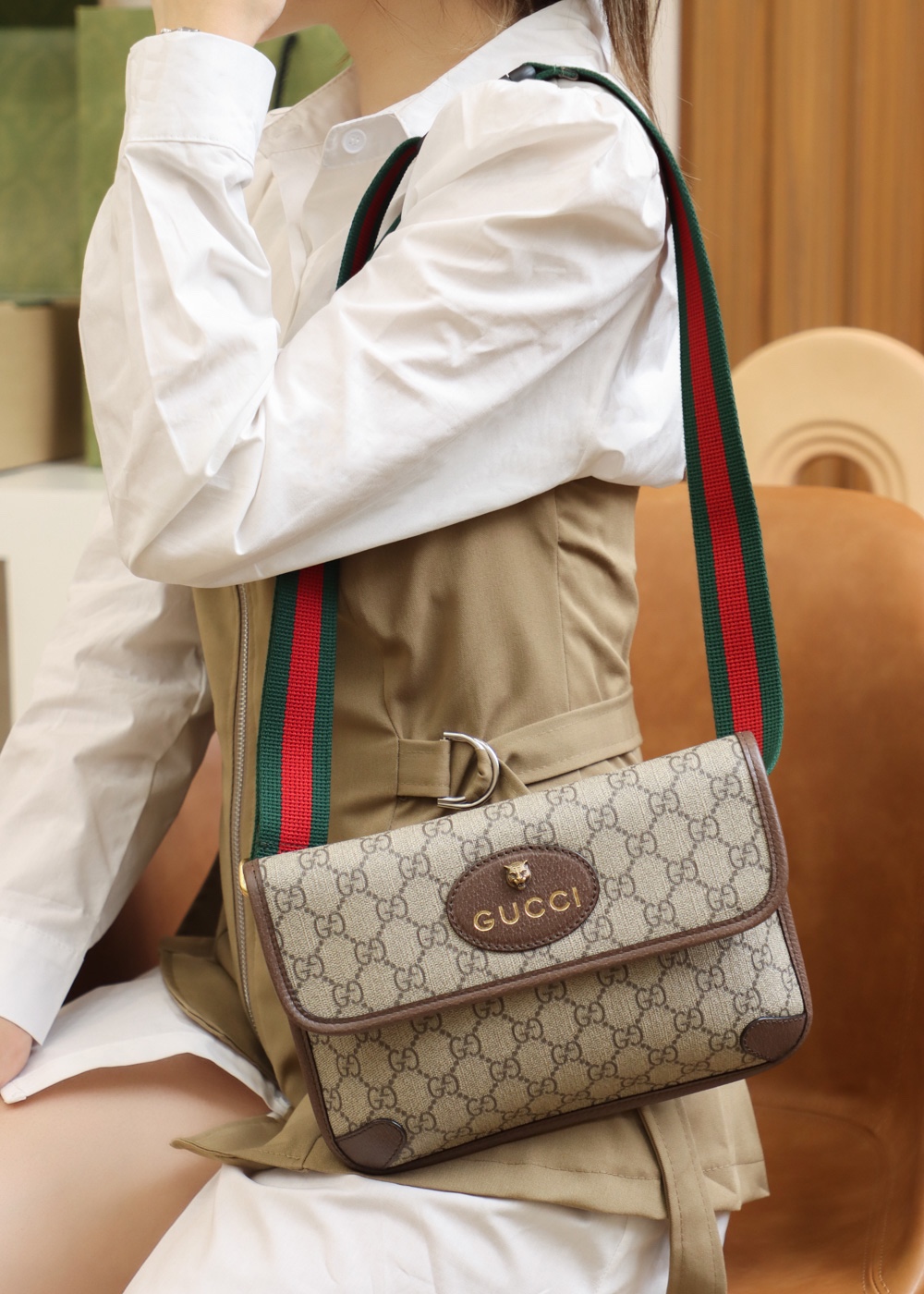 GUCCI 𝐆𝐆 𝐒𝐮𝐩𝐫𝐞𝐦𝐞 虎头腰包 493930