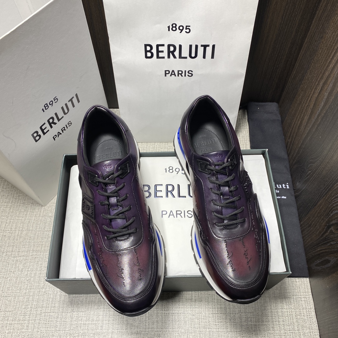 Berlut*布鲁提升级版第三代私模大底FastTrack皮革运动鞋官方11,200最新款男士休闲运动跑