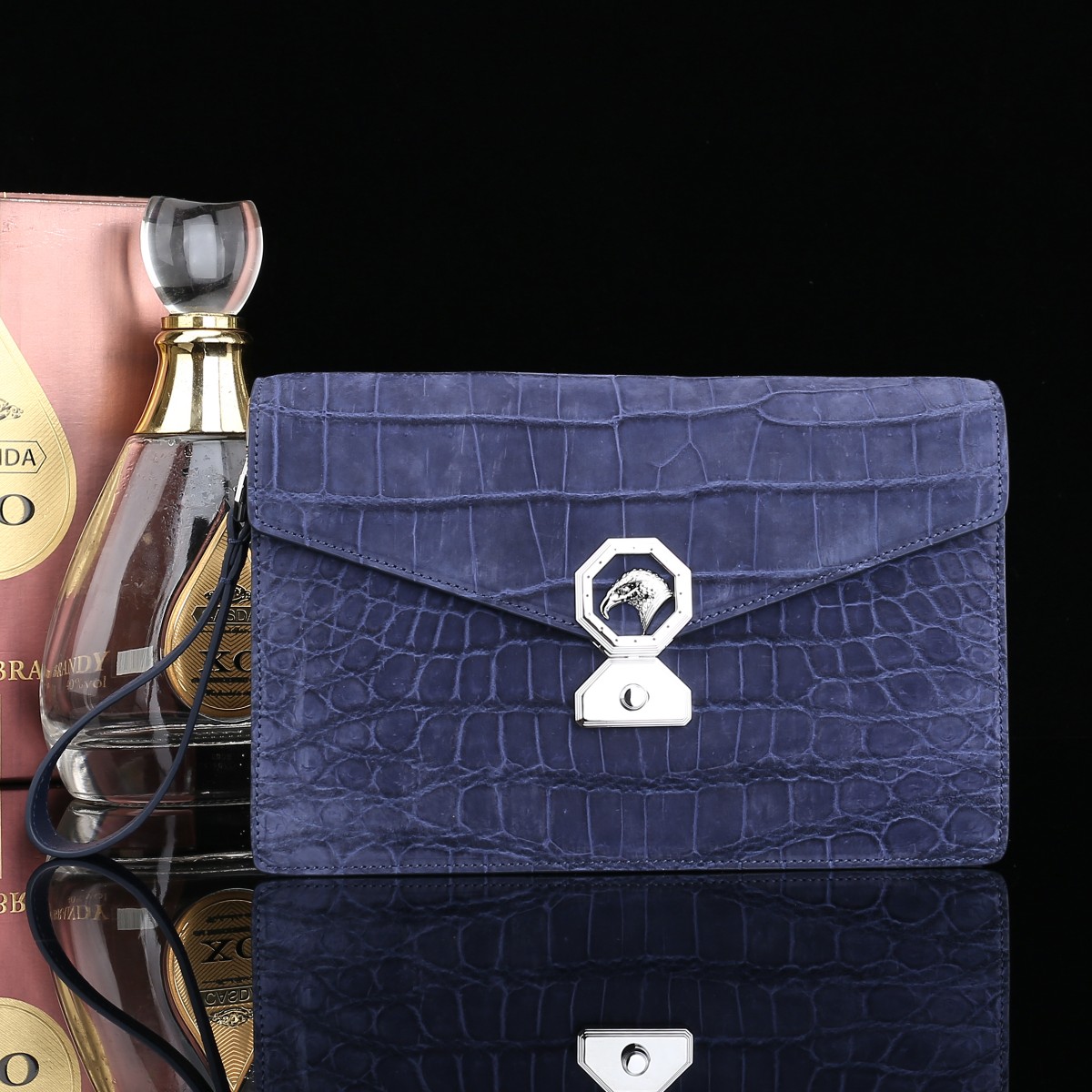 水染磨砂尼罗鳄鱼肚皮🐊🐊 史蒂芬夹包配不锈钢五金😎 【内里配头层牛皮】尺寸 27*18*7💰2500