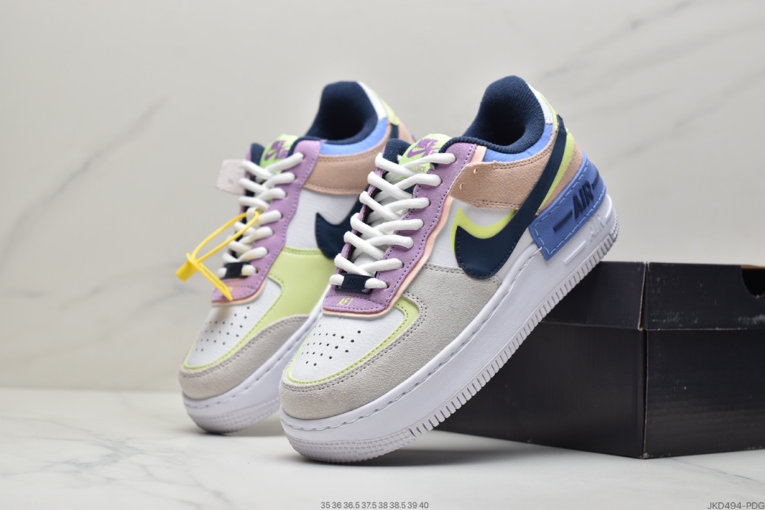 160 耐克Nike WMNS Air Force 1 Shadow 马卡龙空军一号轻量增高低帮百搭板鞋CI0919-100