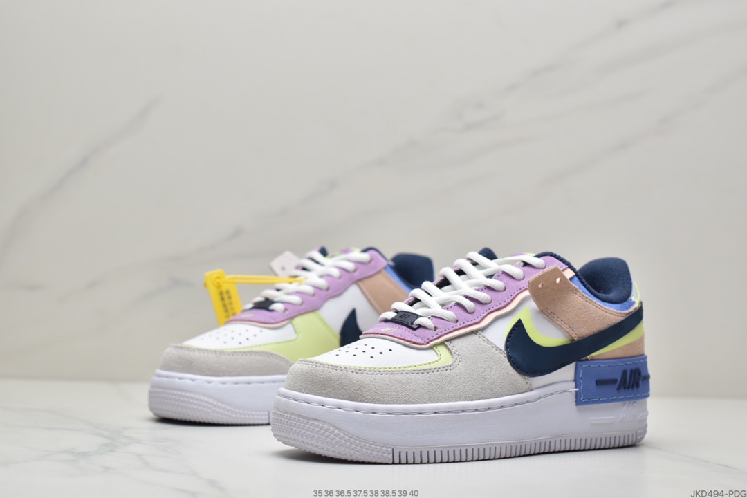 160 耐克Nike WMNS Air Force 1 Shadow 马卡龙空军一号轻量增高低帮百搭板鞋CI0919-100