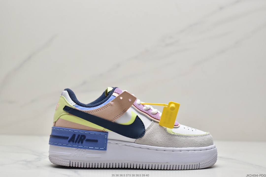 160 耐克Nike WMNS Air Force 1 Shadow 马卡龙空军一号轻量增高低帮百搭板鞋CI0919-100