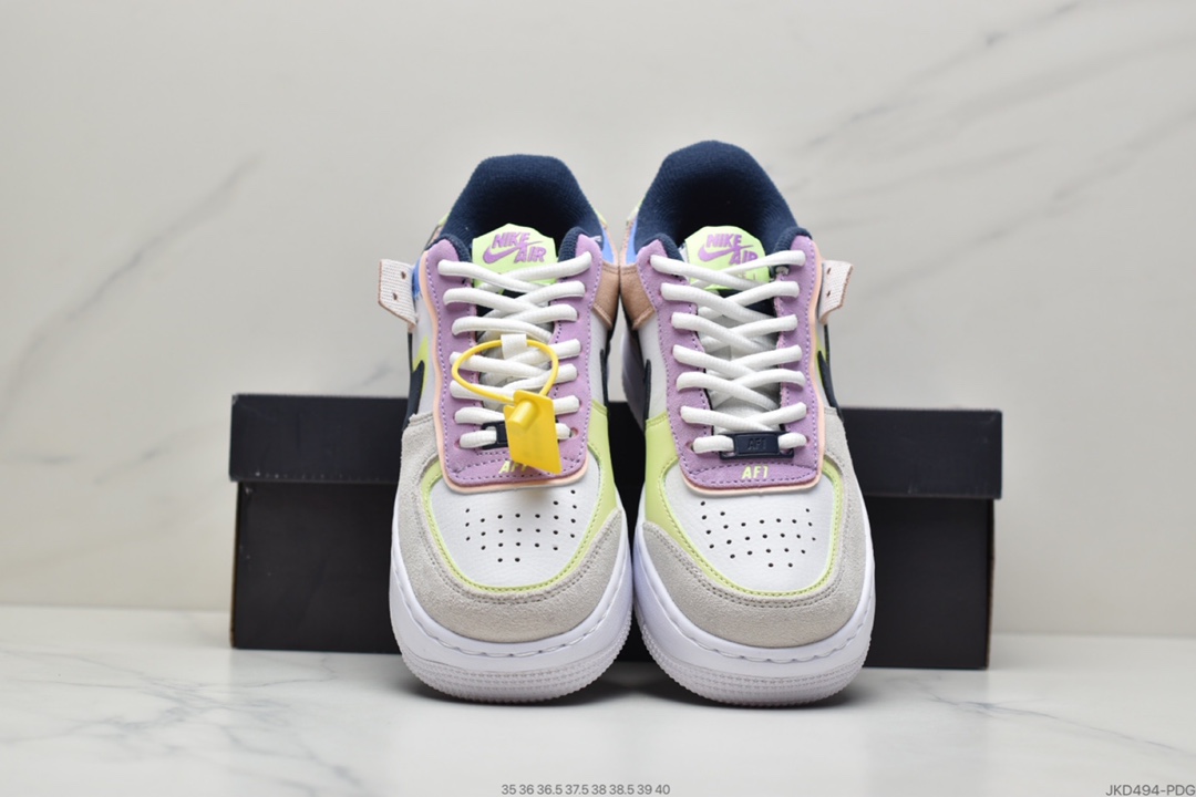 160 耐克Nike WMNS Air Force 1 Shadow 马卡龙空军一号轻量增高低帮百搭板鞋CI0919-100