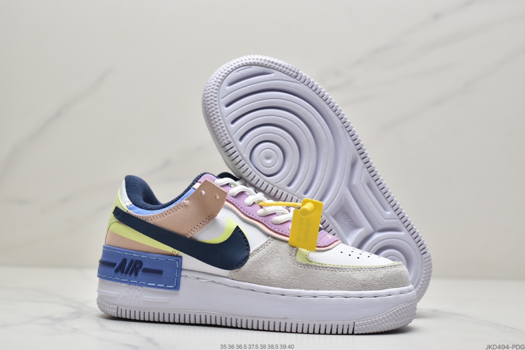 160 耐克Nike WMNS Air Force 1 Shadow 马卡龙空军一号轻量增高低帮百搭板鞋CI0919-100