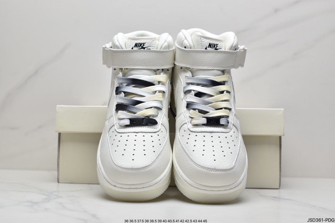 200 耐克Nike Air Force 1 Hight 白蓝橙 拼接小勾空军一号中帮休闲板鞋CT1989-117