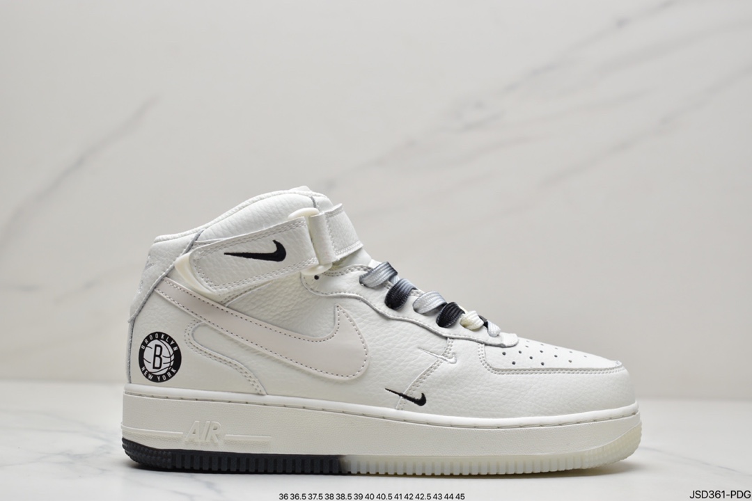 200 耐克Nike Air Force 1 Hight 白蓝橙 拼接小勾空军一号中帮休闲板鞋CT1989-117