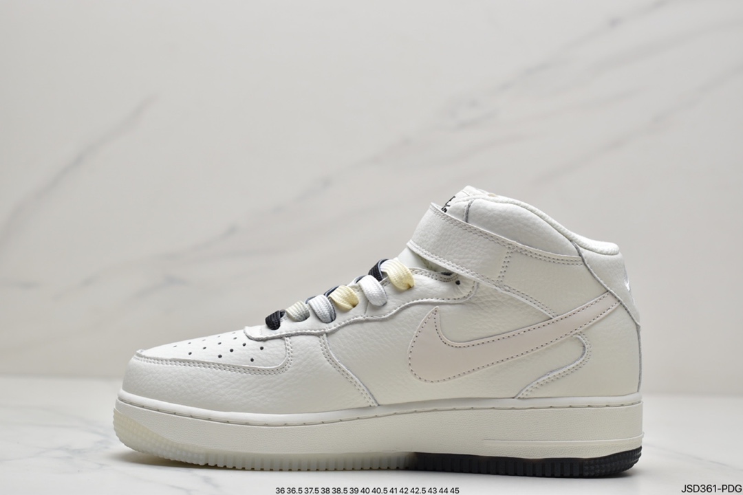 200 耐克Nike Air Force 1 Hight 白蓝橙 拼接小勾空军一号中帮休闲板鞋CT1989-117