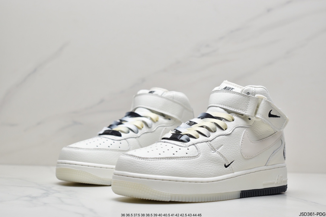 200 耐克Nike Air Force 1 Hight 白蓝橙 拼接小勾空军一号中帮休闲板鞋CT1989-117