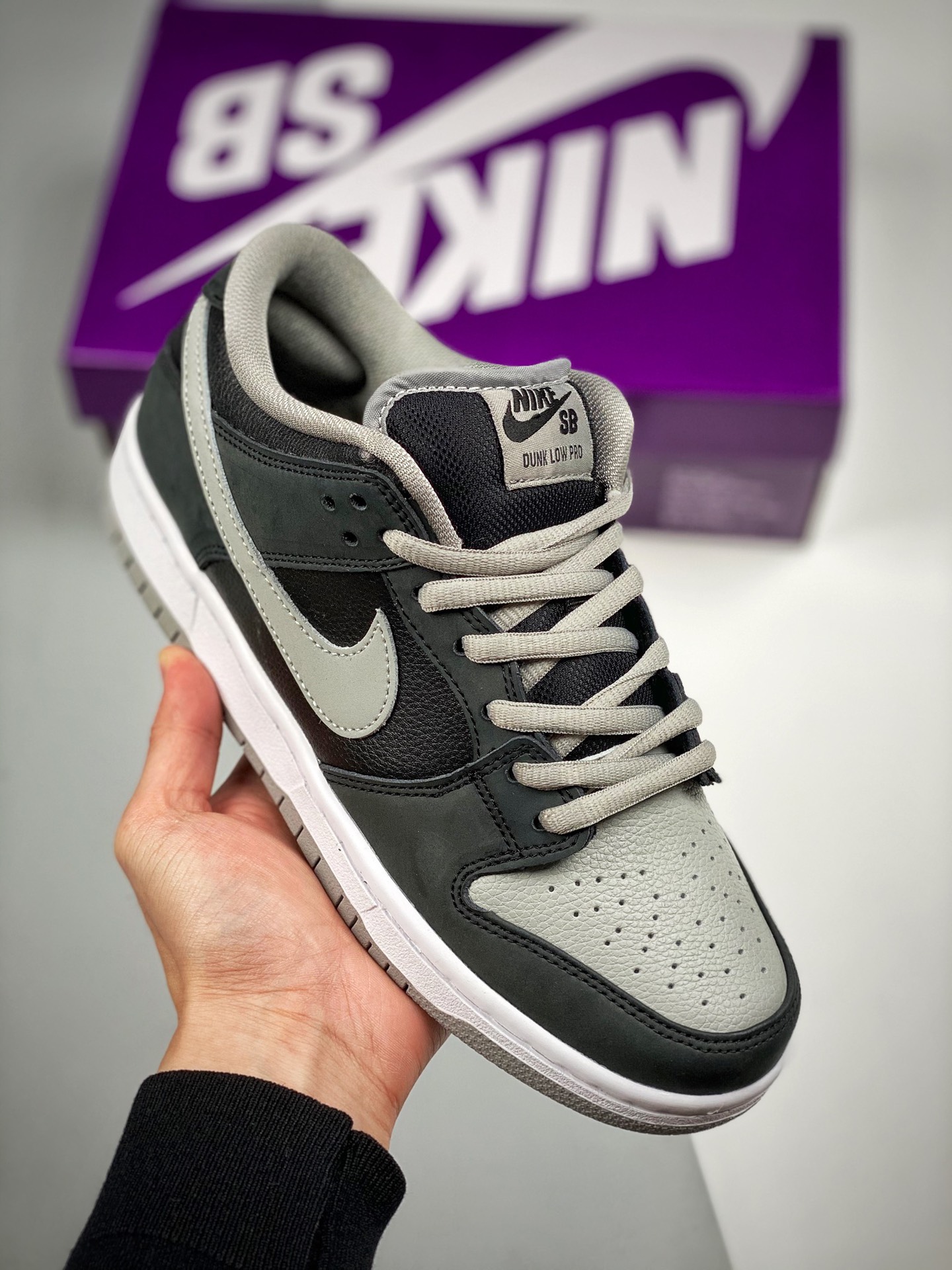 NK Dunk LOW Pro negro y gris, sombra. Material original de primera capa, diseño exclusivo procesado por destilación, of…
