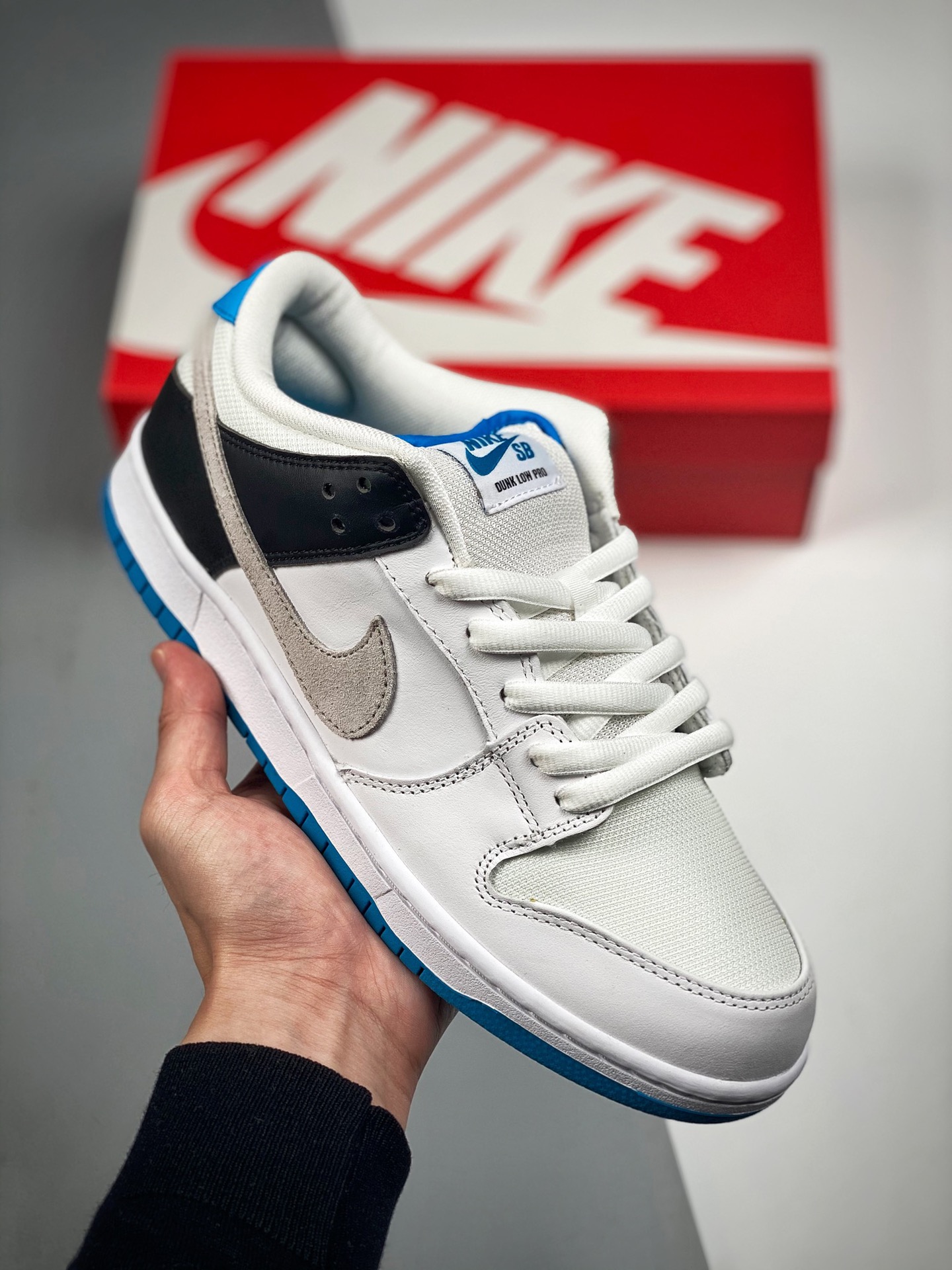 NK SB Dunk Low Pro "Laser Blue" Azul aurora. Material de capa superior original, procesamiento de destilación con forma…
