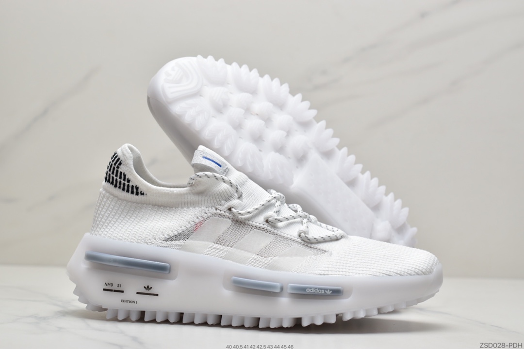 320  菲董上脚 Adidas 阿迪 NMD S_1 Edition ”Cloud White” S_1系列跑步鞋 GZ7900