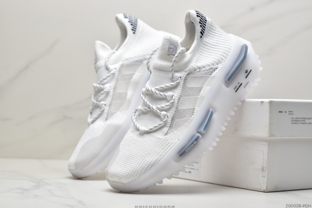 320  菲董上脚 Adidas 阿迪 NMD S_1 Edition ”Cloud White” S_1系列跑步鞋 GZ7900