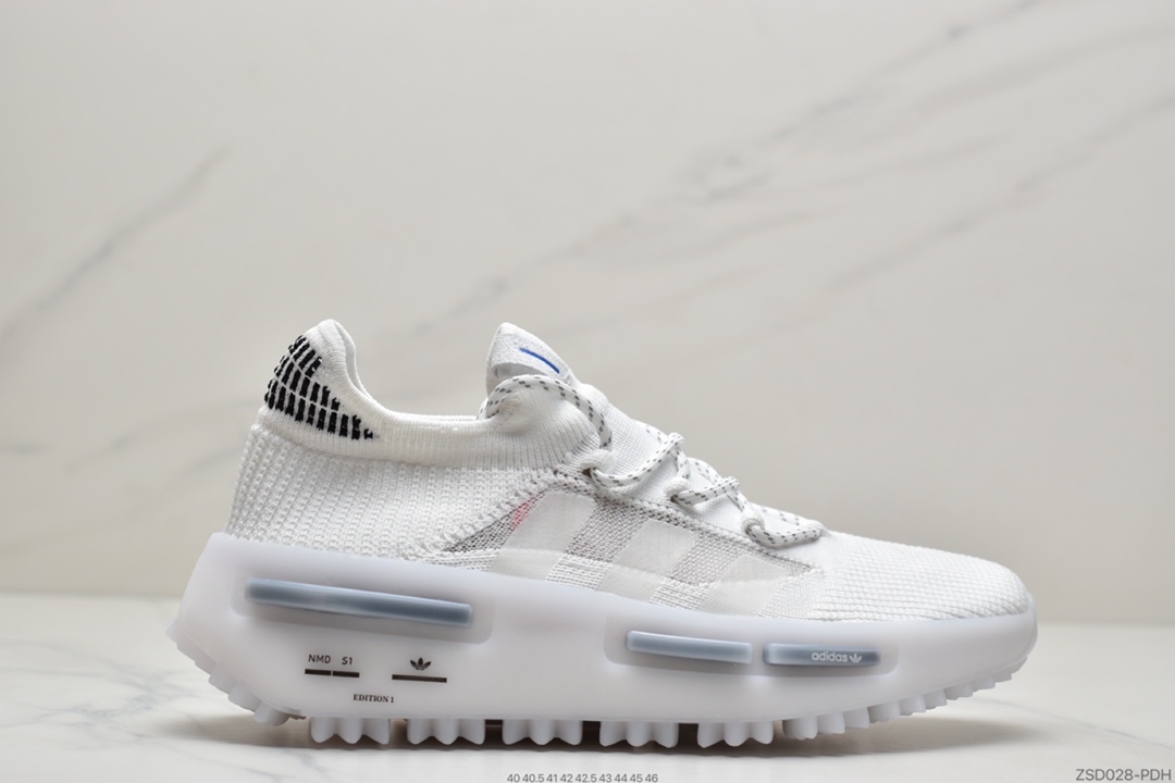 320  菲董上脚 Adidas 阿迪 NMD S_1 Edition ”Cloud White” S_1系列跑步鞋 GZ7900