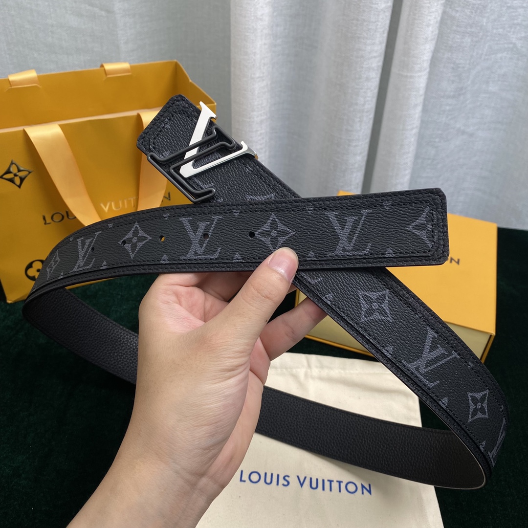 Louis Vuitton Belts Black Men Monogram Eclipse