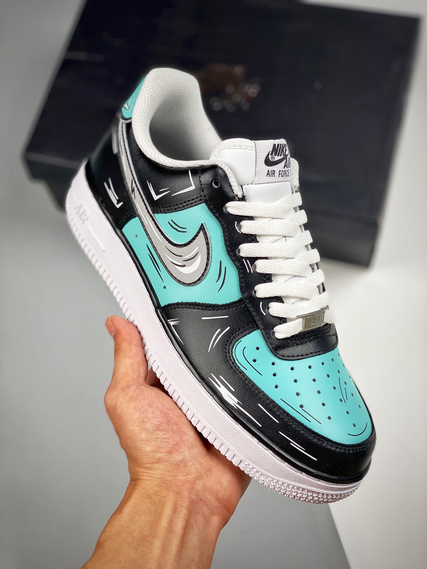 Nike Air Force 1 Low 07 Diamante Negro, Horma y Plantilla Originales, Auténtica Forma de Air Force, Enfocado en el Cana…