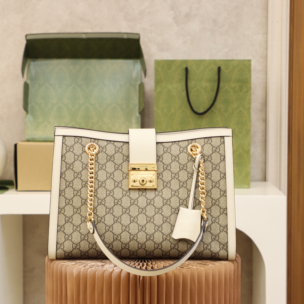 GUCCI 𝐏𝐚𝐝𝐥𝐨𝐜𝐤系列中号肩背包 479197白色