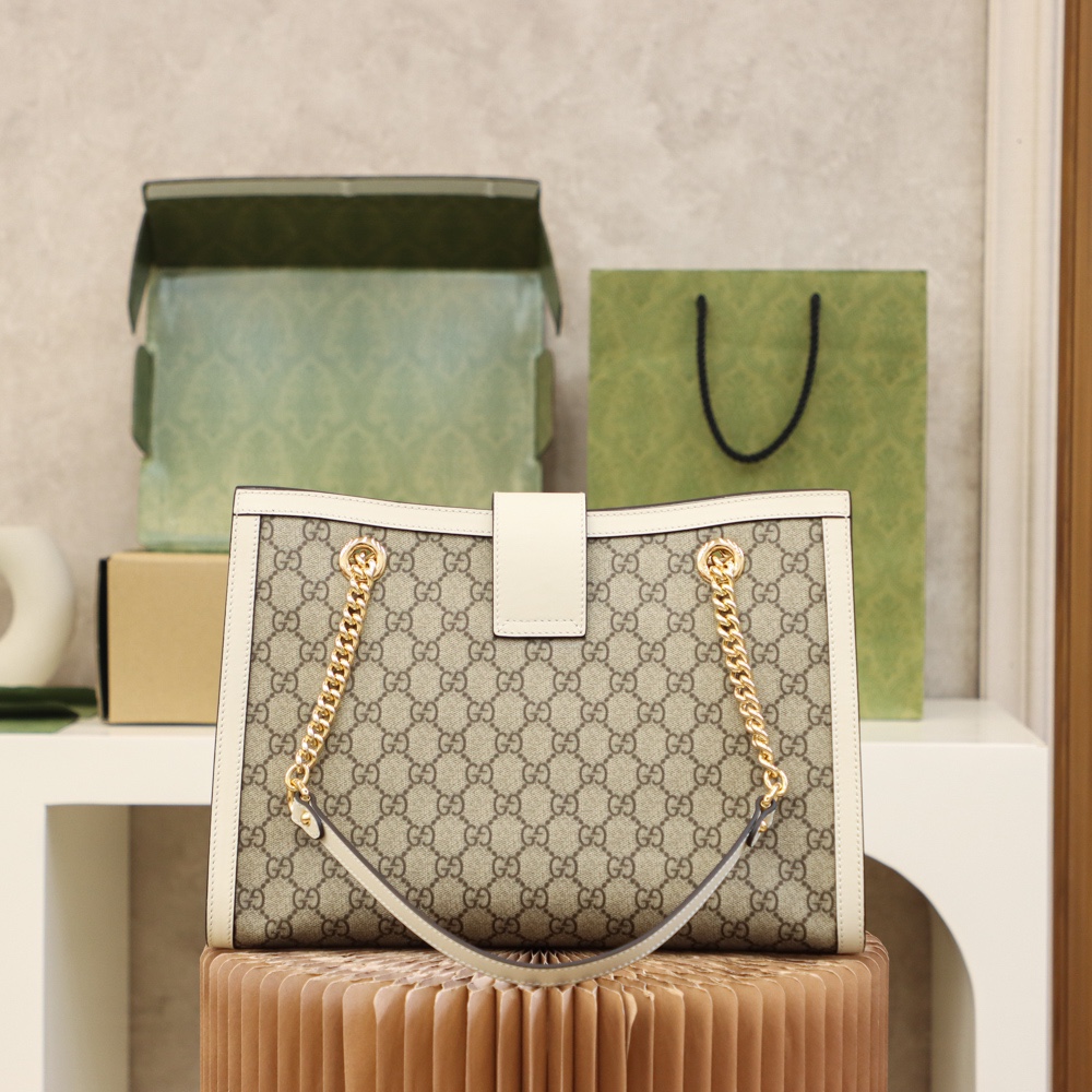 GUCCI 𝐏𝐚𝐝𝐥𝐨𝐜𝐤系列中号肩背包 479197白色