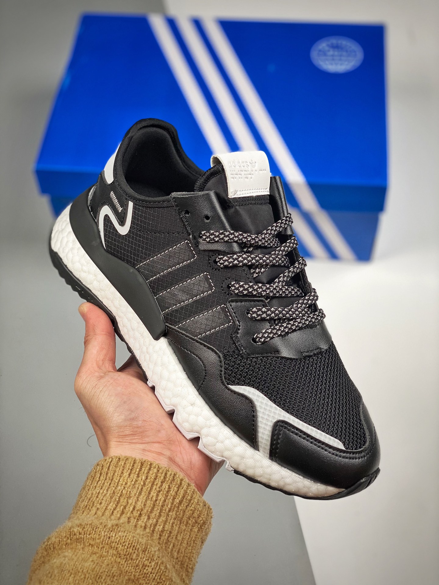 AD Nite Jogger Boost blanco y negro trébol colaboración corredor nocturno número de artículo: FW2055 zapatillas de runn…