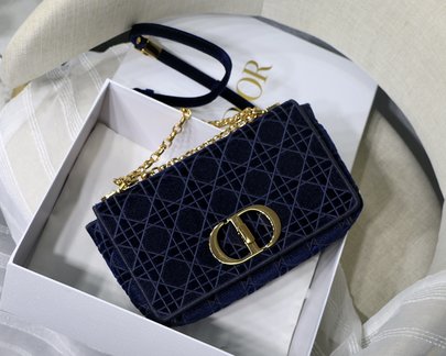 Dior Caro Bags Handbags Blue Embroidery Chains