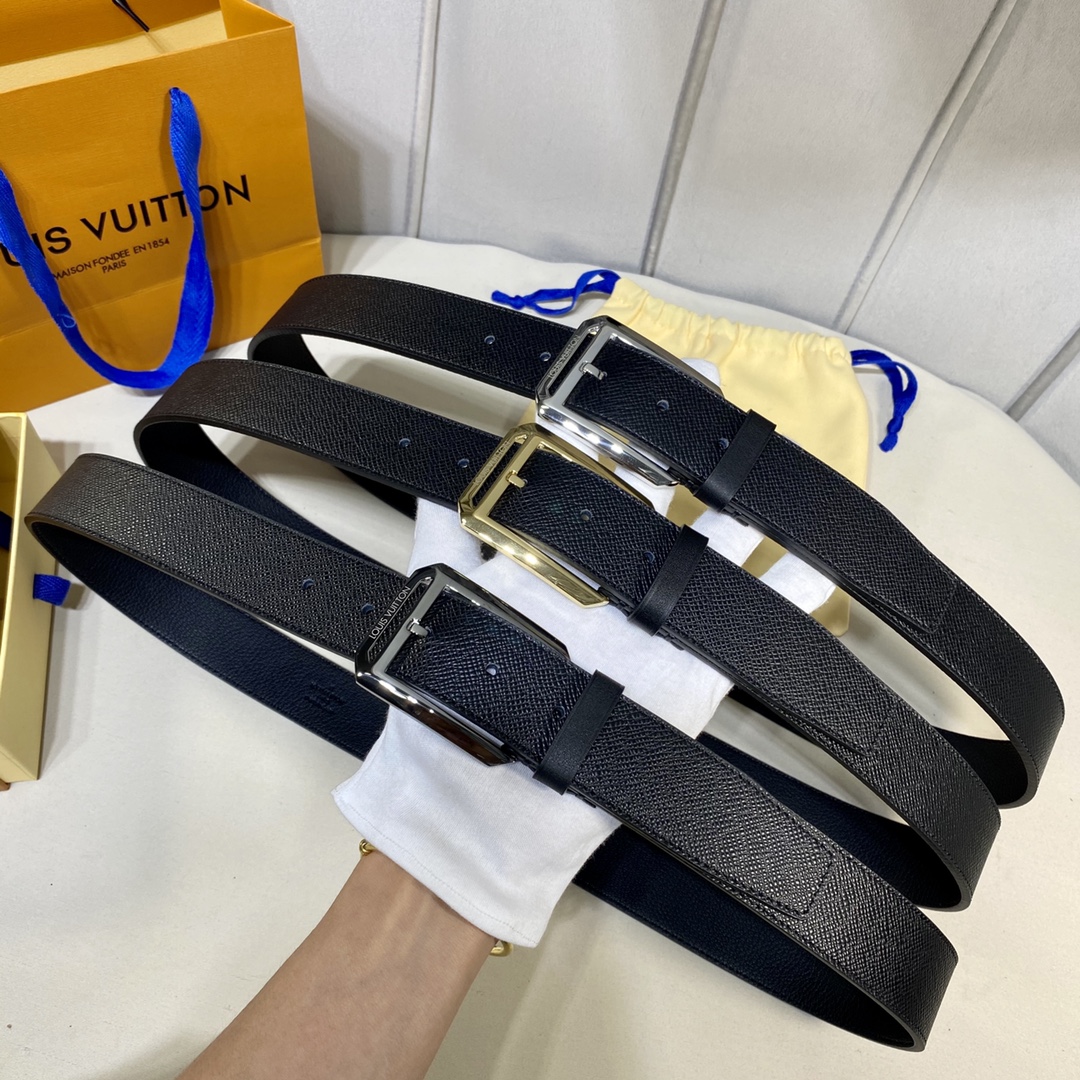 Louis Vuitton Belts Men Calfskin Cowhide