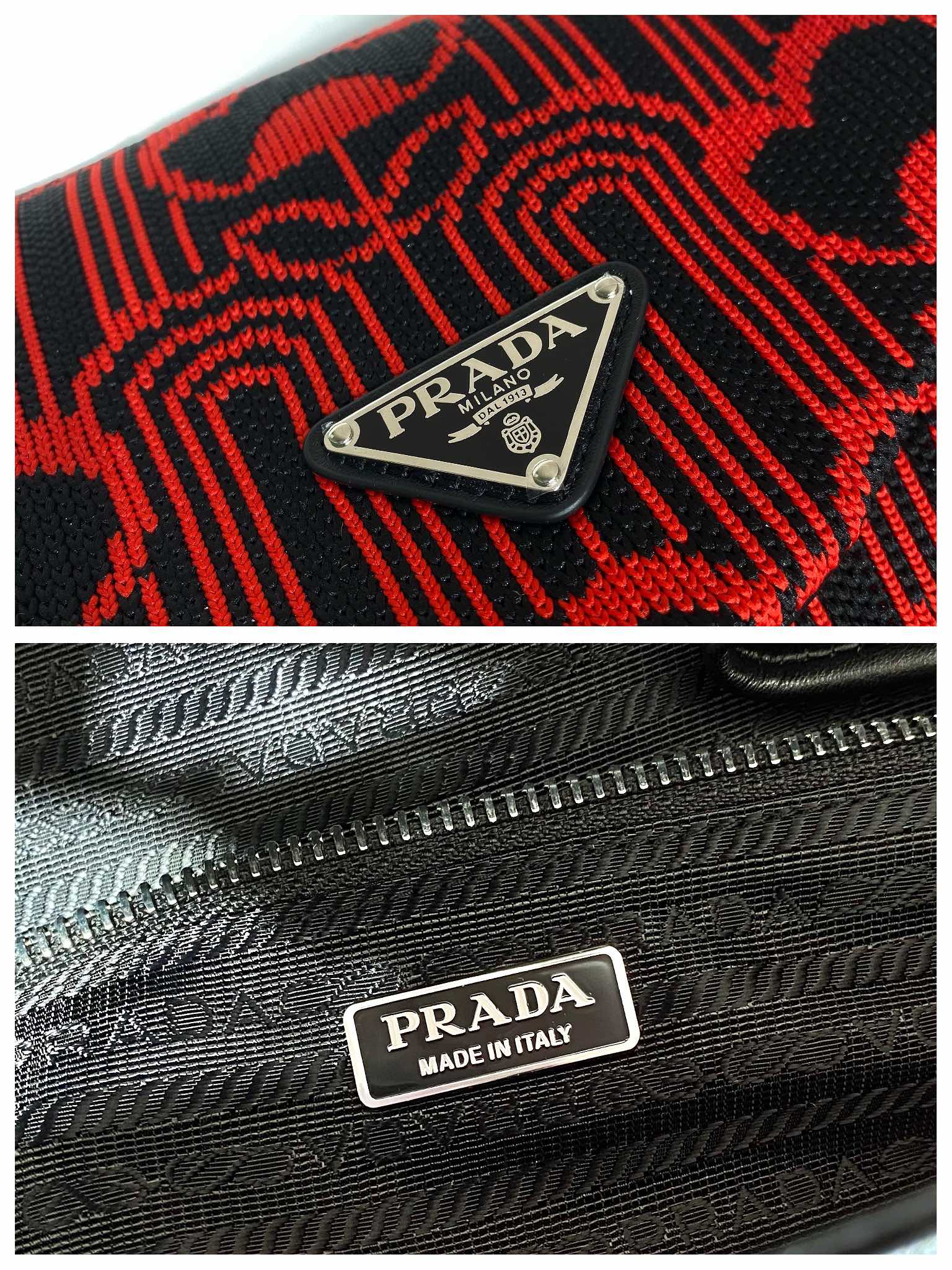 PRADA普拉达几何提花图案单肩包1BC165A