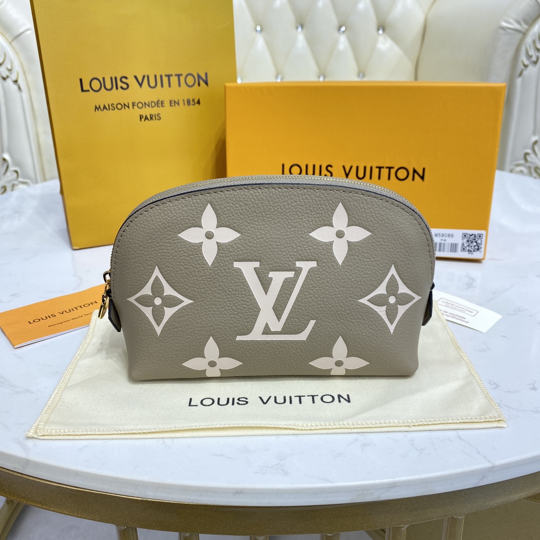 Louis Vuitton Cosmetic Bags Apricot Color Black Monogram Canvas M45951