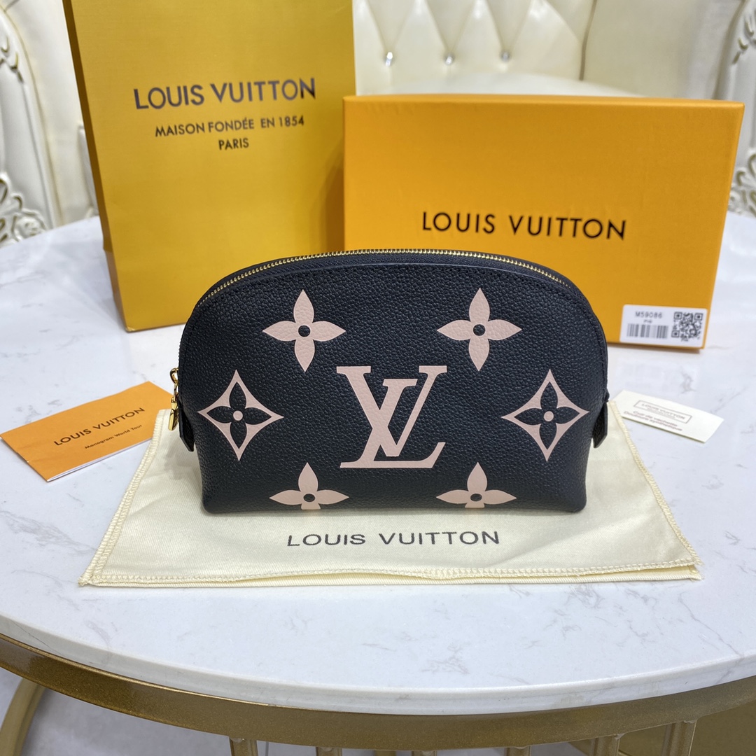 Louis Vuitton Cosmetic Bags Fake Cheap best online
 Apricot Color Black Monogram Canvas M45951