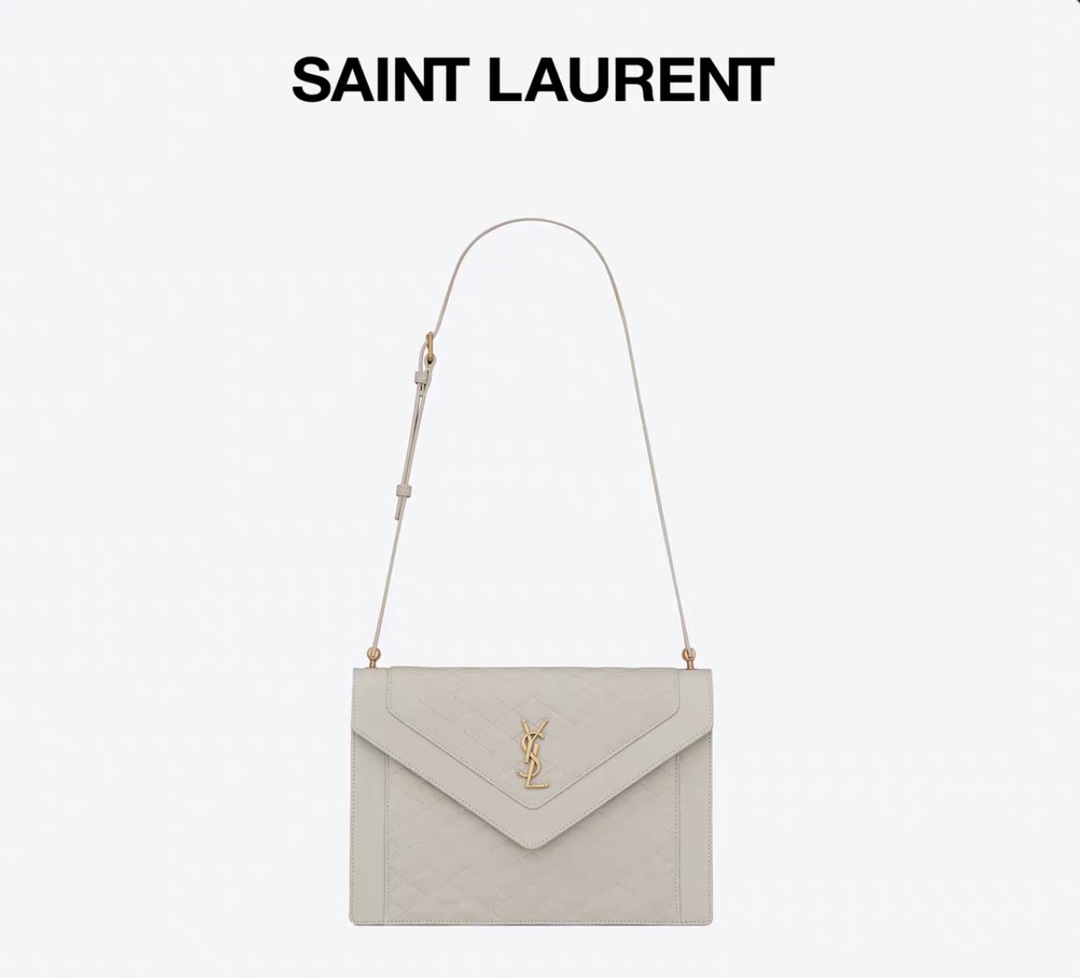 Saint laurent Ysl Gaby绗缝纹路信封斜挎包 668863白色