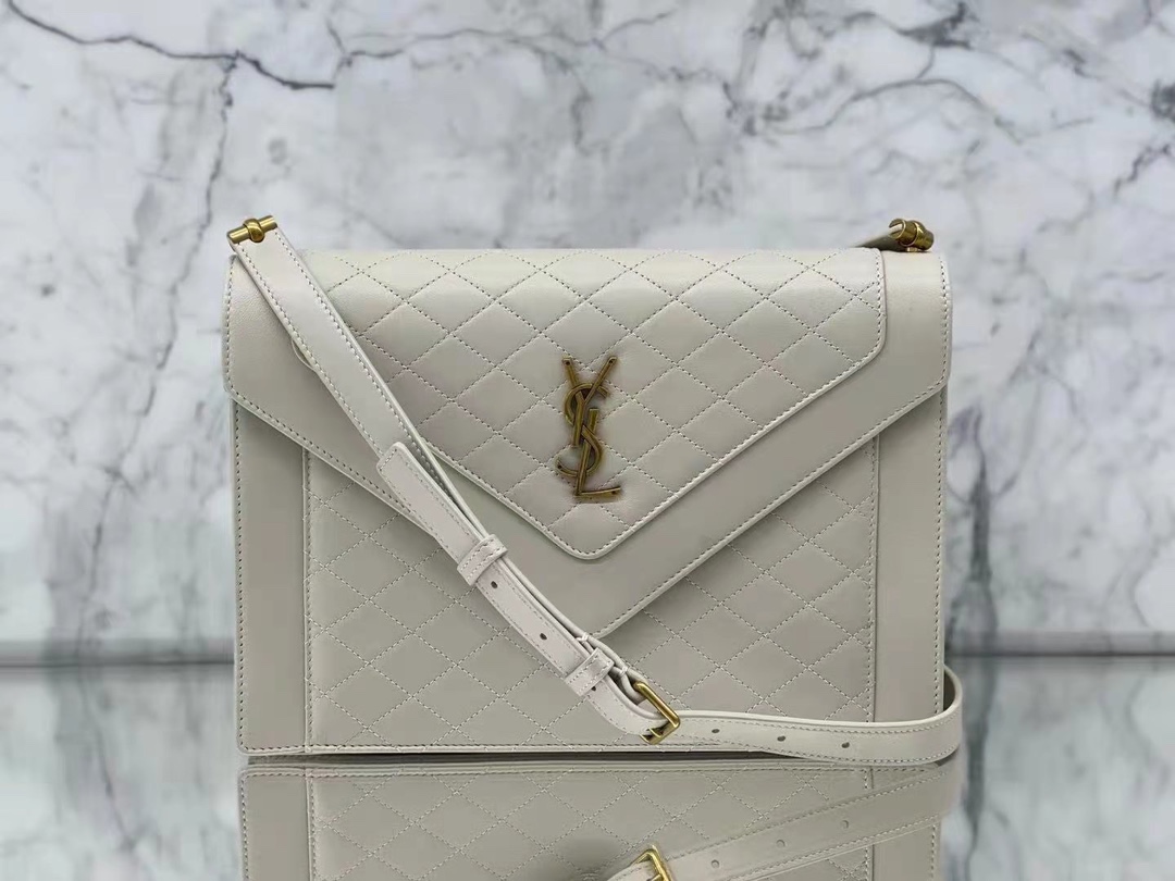 Saint laurent Ysl Gaby绗缝纹路信封斜挎包 668863白色