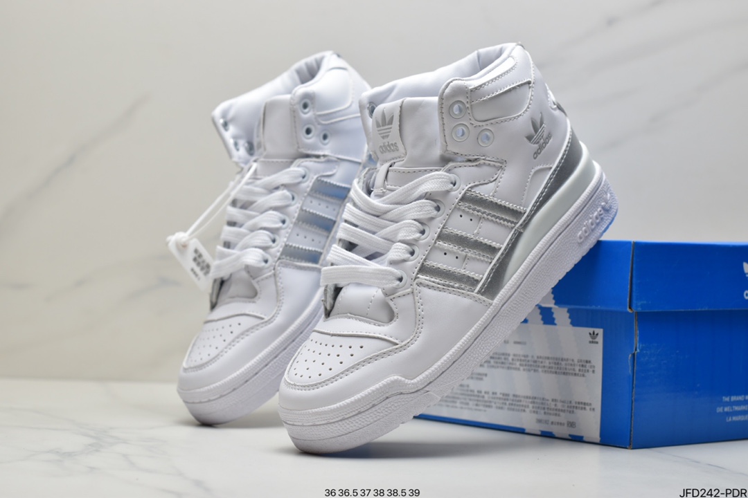 170 adidas Originals Forum Mid 罗马魔术贴系带百搭中帮复古休闲运动板鞋“皮革黑金白”D98179