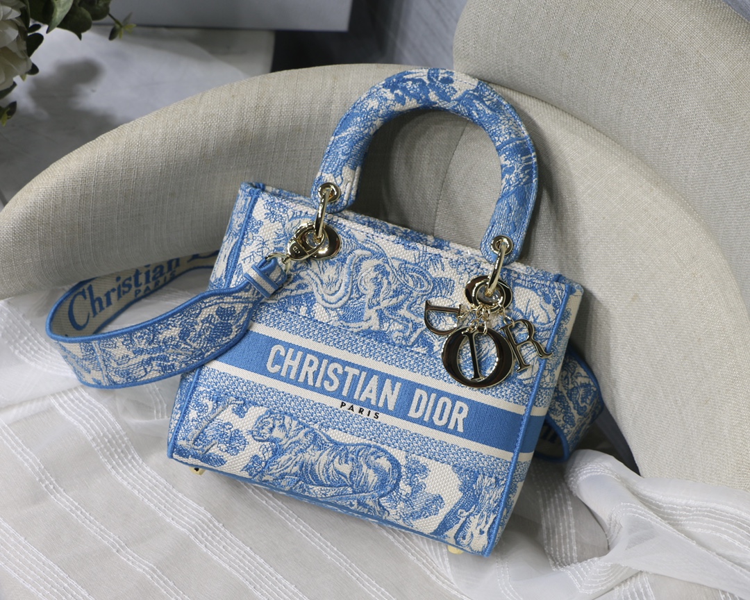 DIOR Lady D вышитая тканевая сумка с широким ремнём