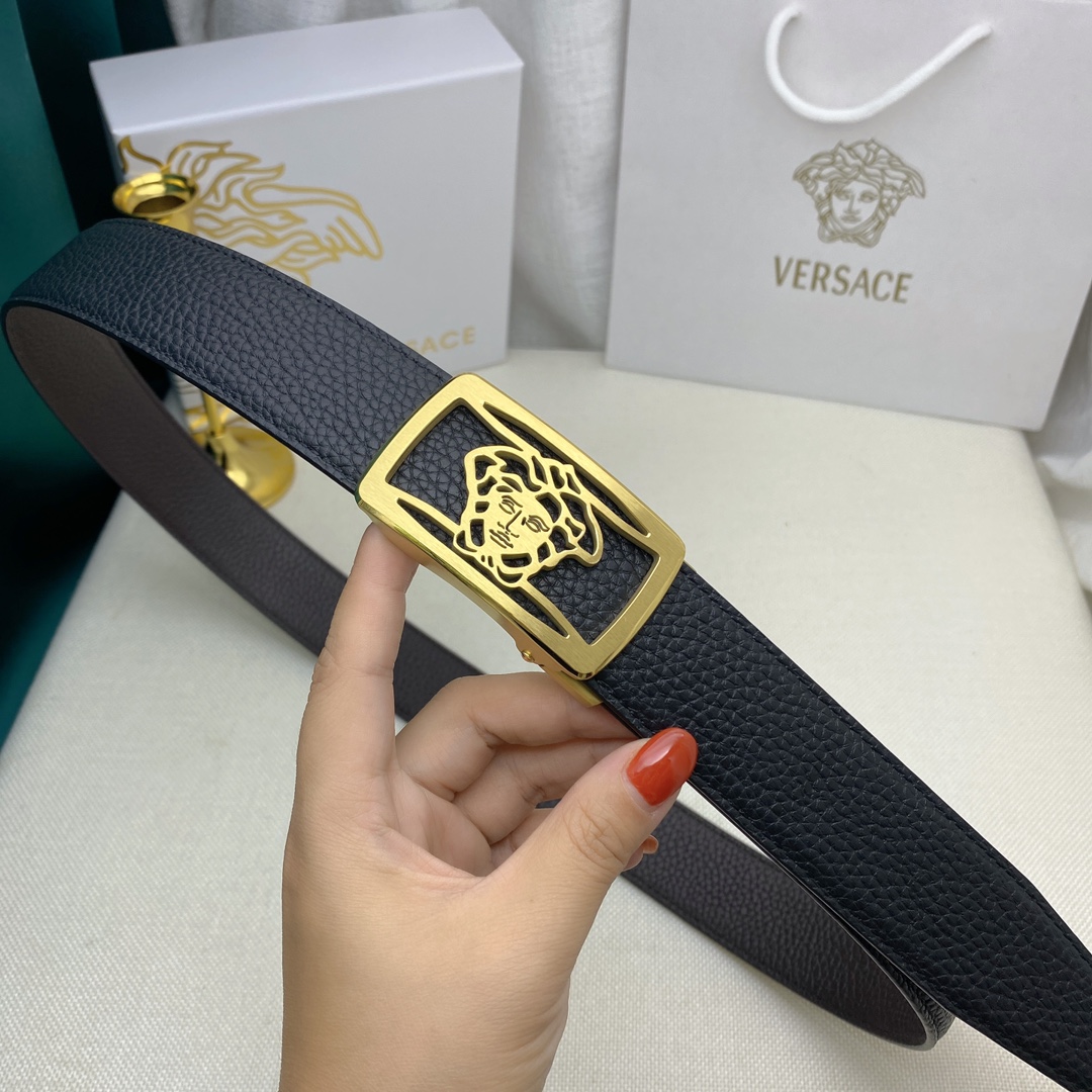 I5 Versace 范思哲 男士自动腰带- 宽度34MM 316精品钢扣 精工打造 手感柔软 可以裁剪