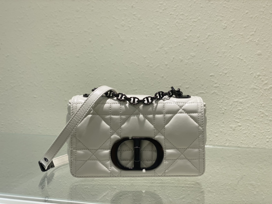 Dior Caro Bags Handbags White Embroidery Cowhide Chains