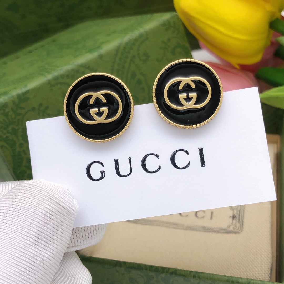 N.º GED0088 Pendientes Gucci de doble G redondos con baño de aceite