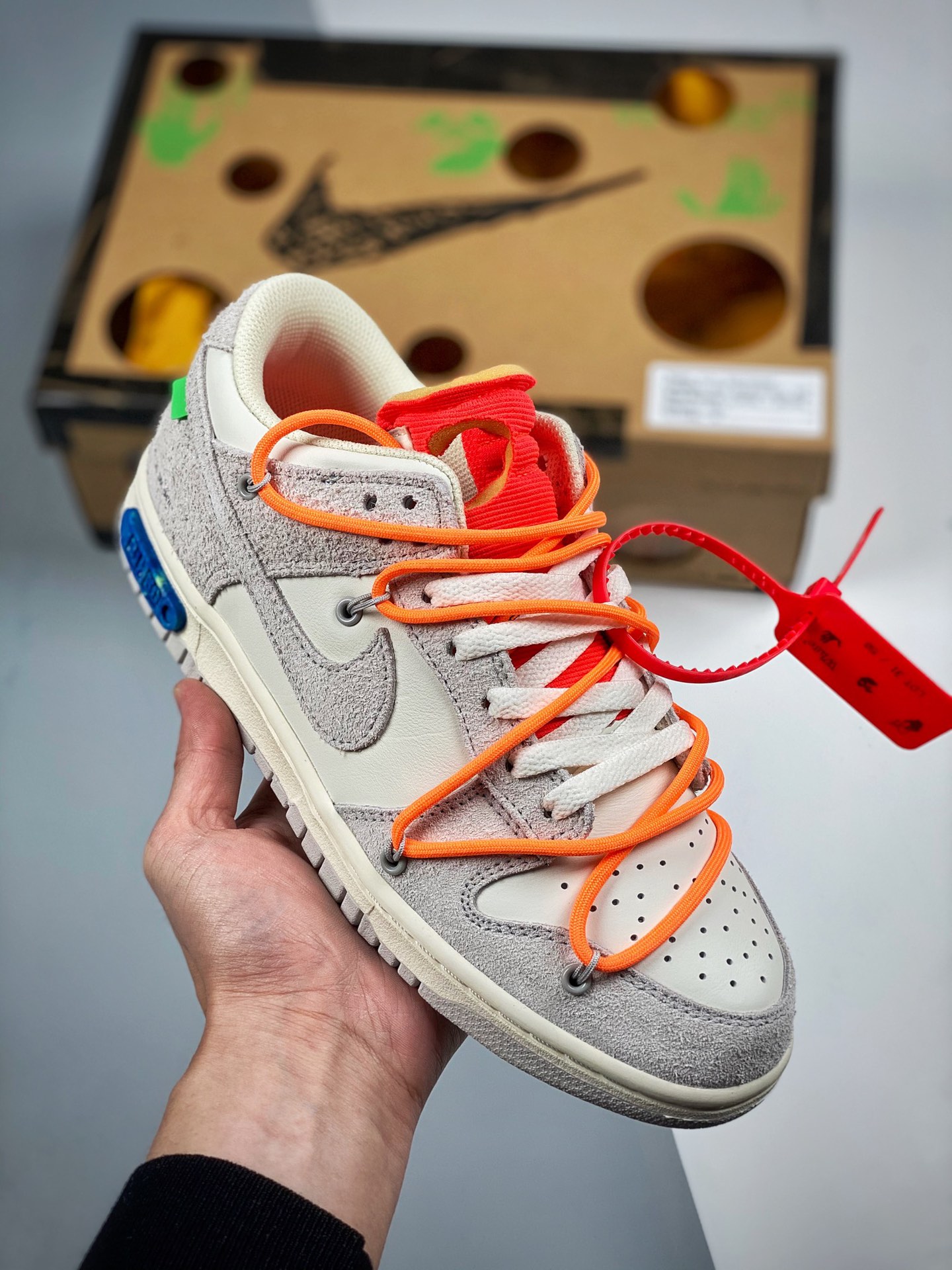 Off-White x Nike Dunk Low NO.31 cordones naranjas, hebilla roja, producto original puro de gran fábrica, nivel de zapat…