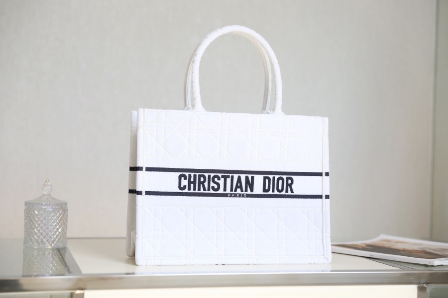 Dior Book Tote Handbags Tote Bags White Embroidery Fall/Winter Collection
