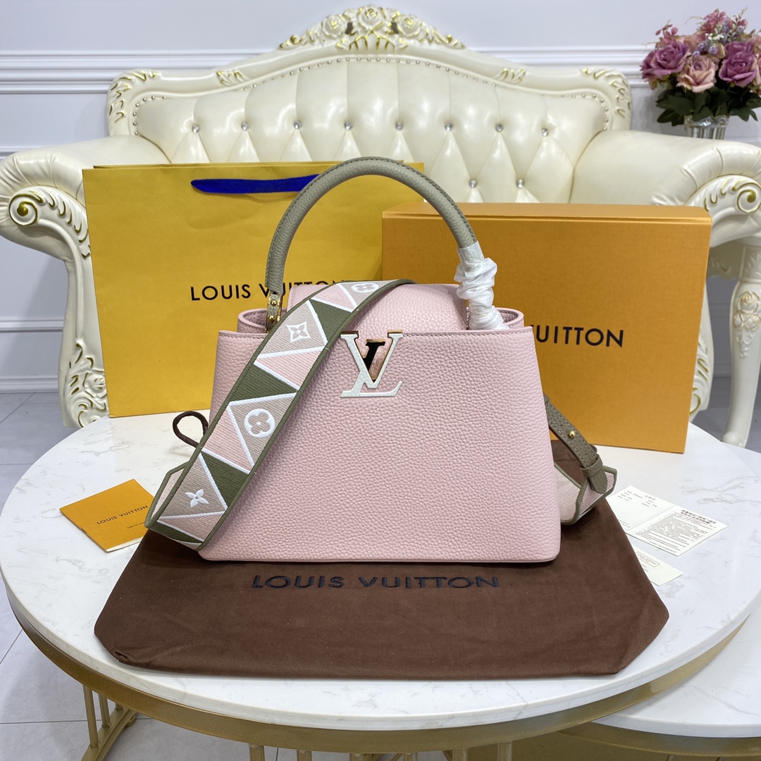 Louis Vuitton LV Capucines Bags Handbags Apricot Color Black Caramel Grey Pink Purple Red Embroidery Fabric M58608