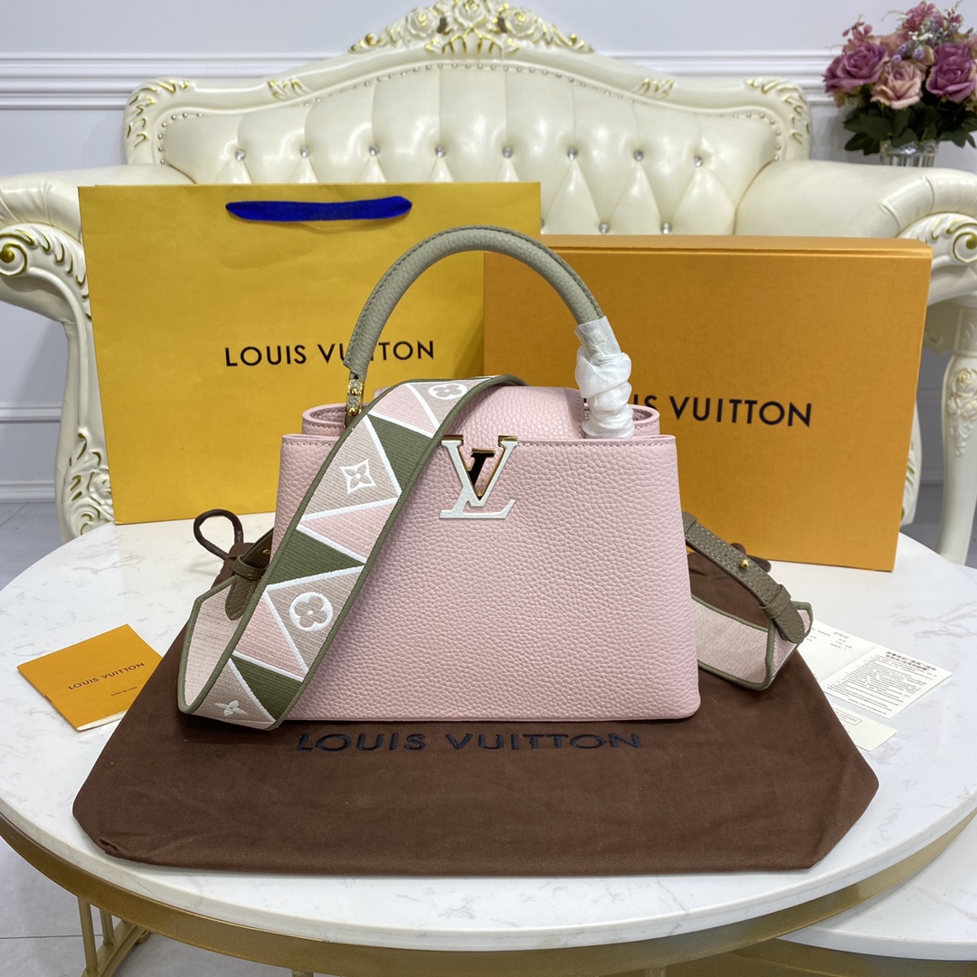 Louis Vuitton LV Capucines Copy
 Bags Handbags Apricot Color Black Caramel Grey Pink Purple Red Embroidery Fabric M58608