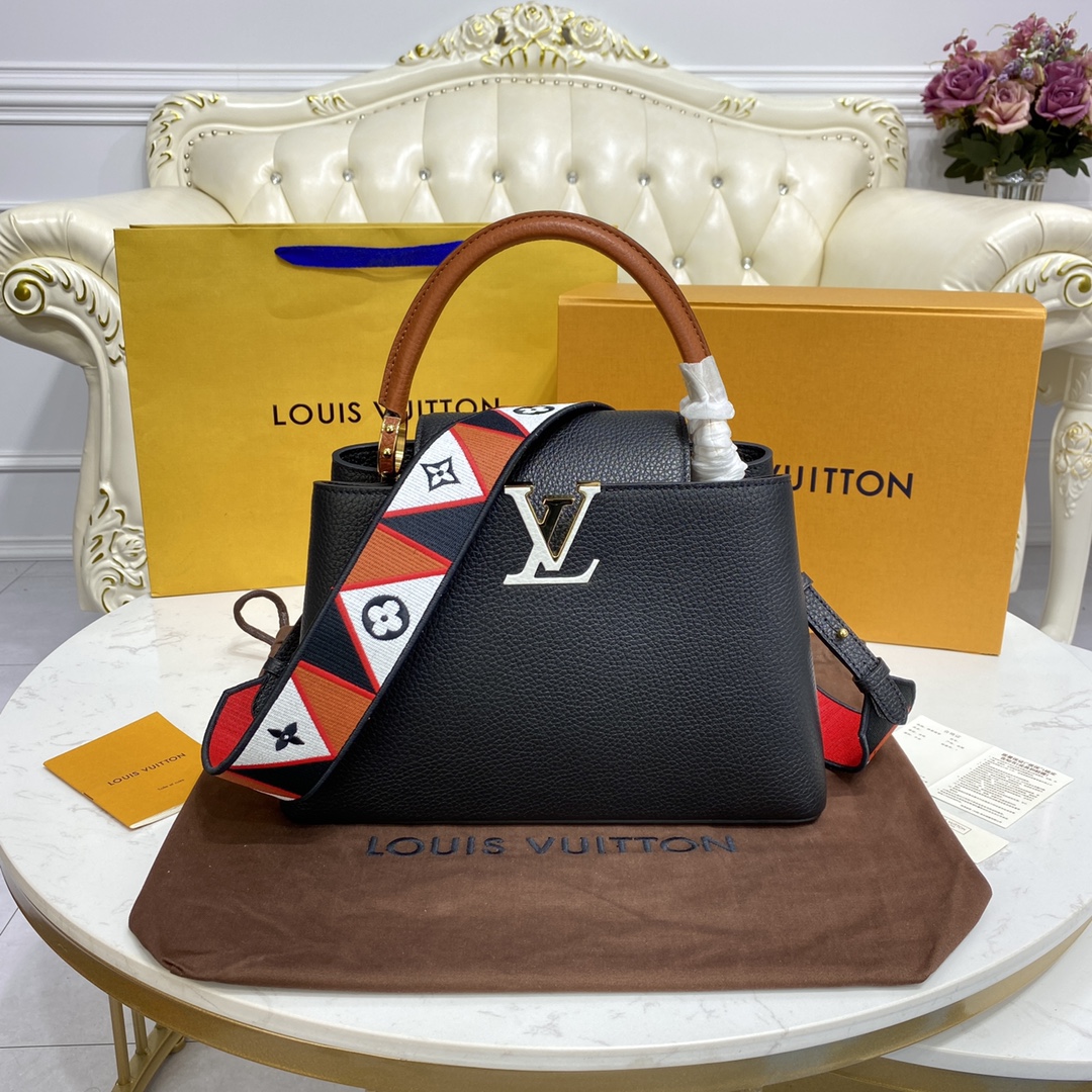 Louis Vuitton LV Capucines Bags Handbags Apricot Color Black Caramel Grey Pink Purple Red Embroidery Fabric M58608