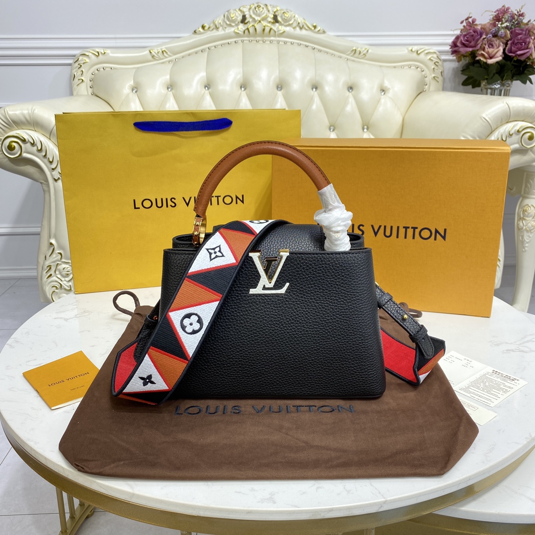 Louis Vuitton LV Capucines Bags Handbags Apricot Color Black Caramel Grey Pink Purple Red Embroidery Fabric M58608