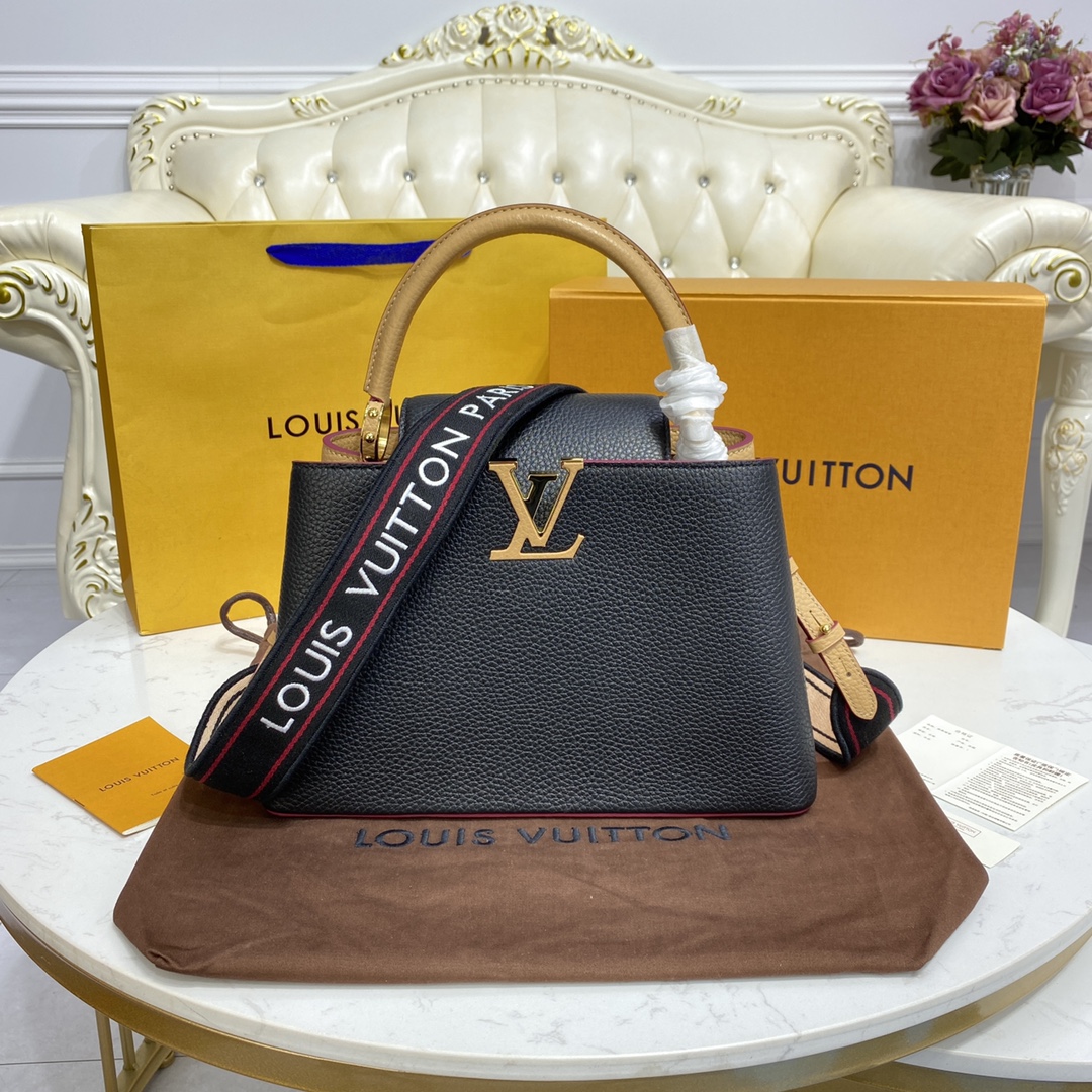 Louis Vuitton LV Capucines Bags Handbags Apricot Color Black Caramel Grey Pink Purple Red Embroidery Fabric M58608