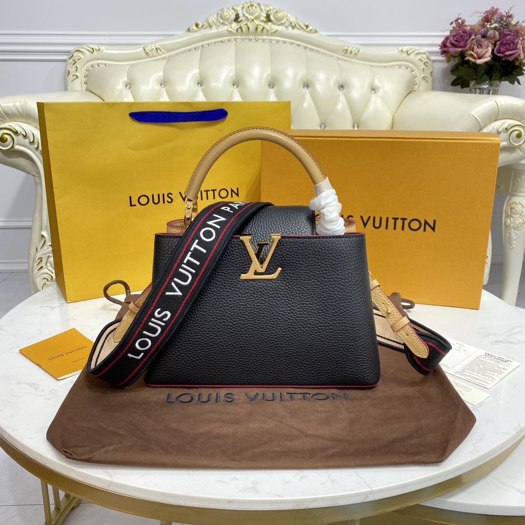 Louis Vuitton LV Capucines Bags Handbags Apricot Color Black Caramel Grey Pink Purple Red Embroidery Fabric M58608