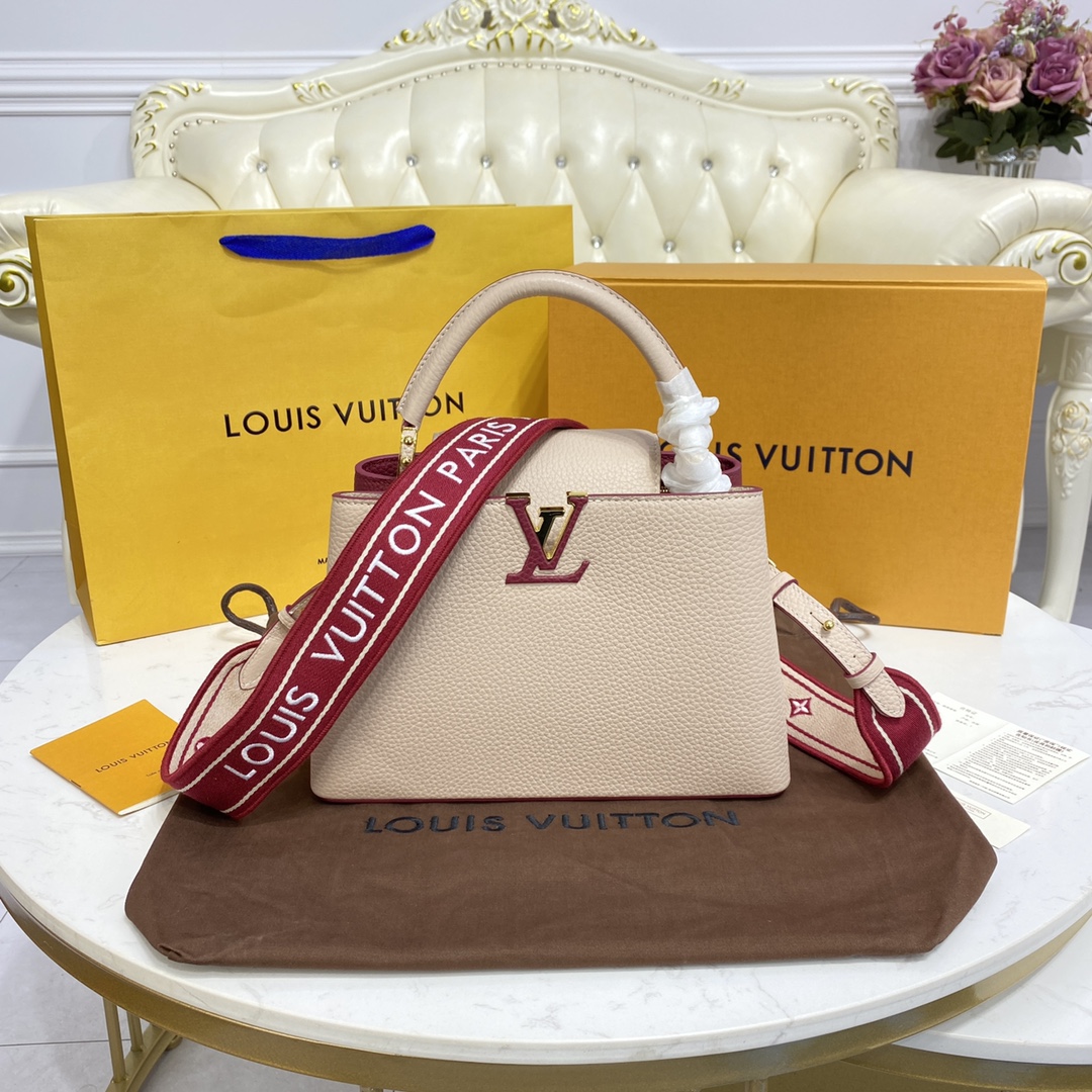 Online Sales
 Louis Vuitton LV Capucines Bags Handbags Apricot Color Black Caramel Grey Pink Purple Red Embroidery Fabric M58608